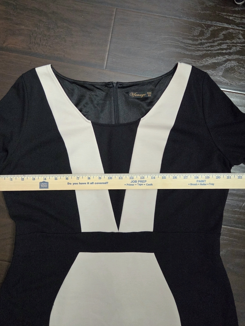Vfemage Black and Beige Colorblock Dress - Picture 7 of 10